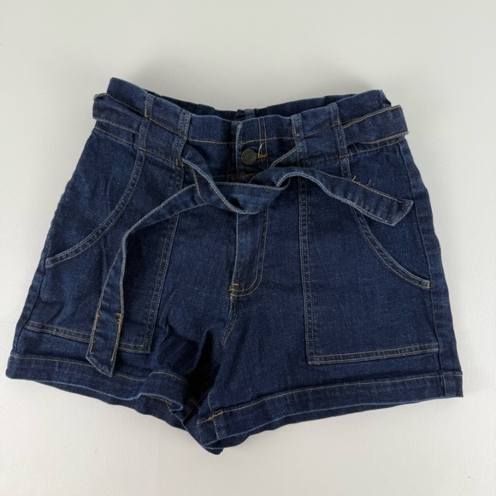 Banana Republic Blue Jean Shorts with Tie Belt and Cuffed Hems